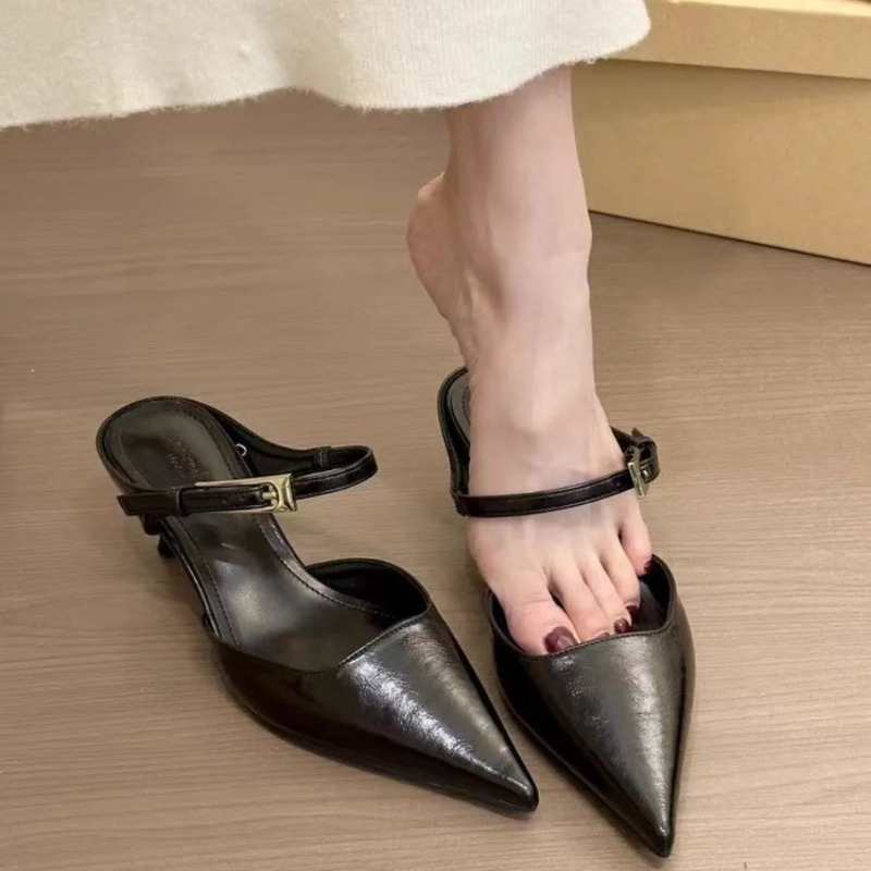 Women'S Fashion Trends - Damespantoffels met spitse neus, middelhoge hakken,