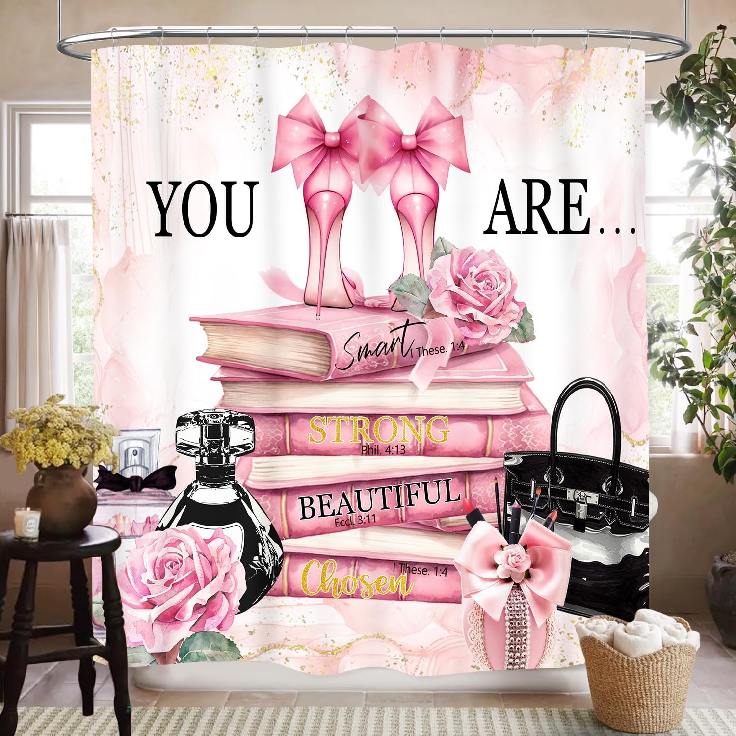 Women'S Fashion Magazine - Modevrouw douchegordijn voor badkamer, modern roze
