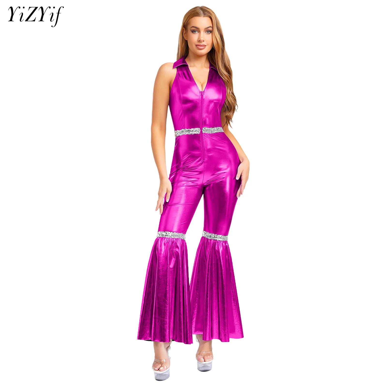Sleeveless Jumpsuit - Vrouwen jaren '70 Disco Romper Halloween