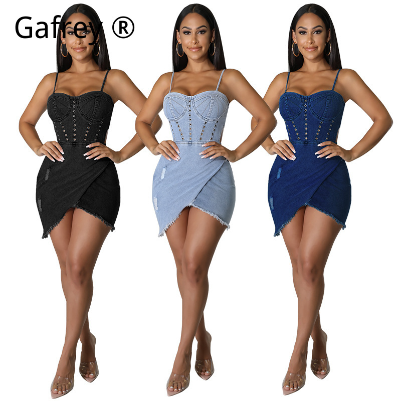 Sexy mouwloze gewassen denimju - Ruched Dress Mini recensie en prijs