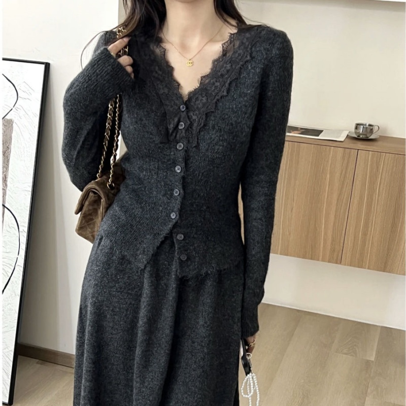 Koreaanse Kant Lange mouwen Ge - Longline Cardigan Knit recensie en prijs